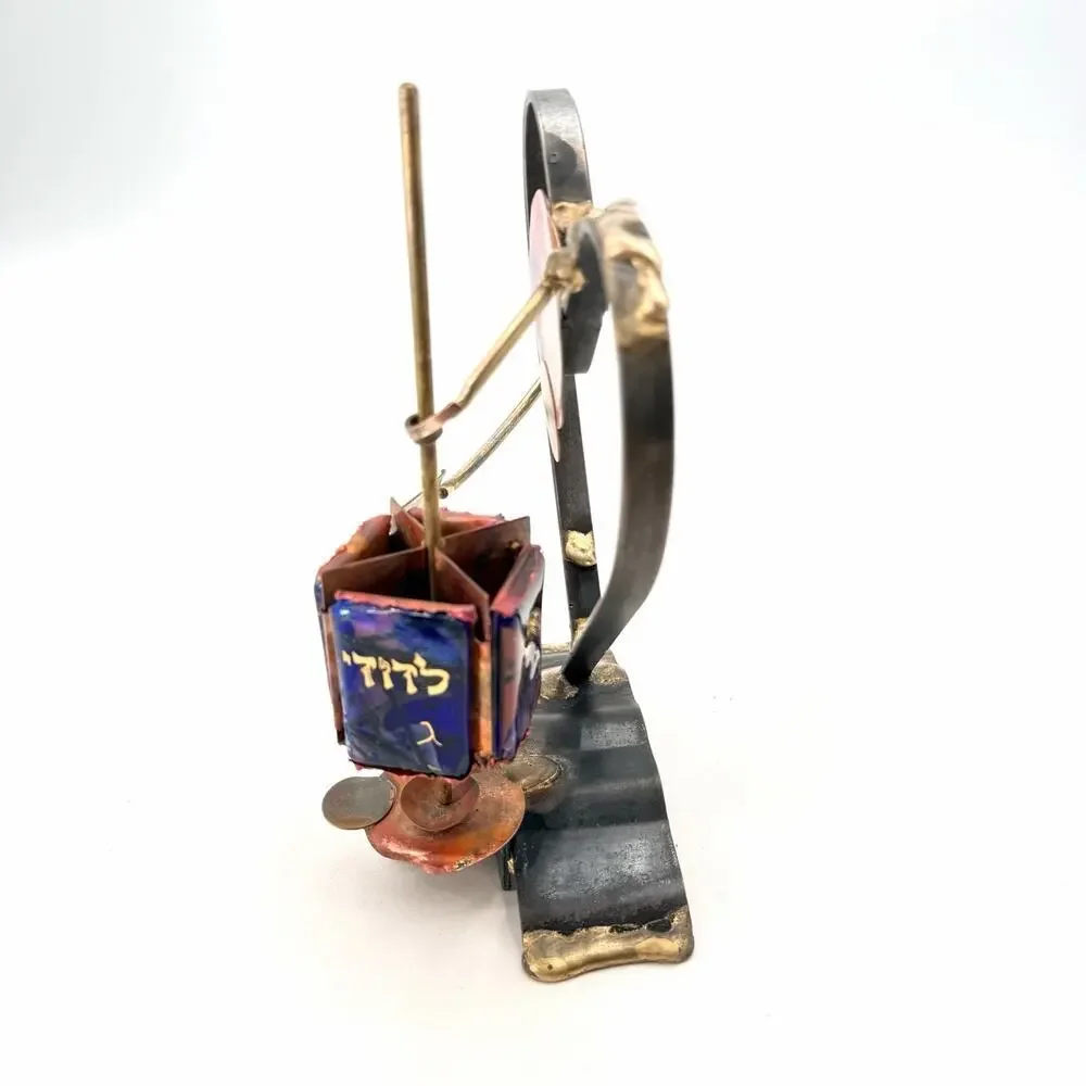 Vintage Gary Rosenthal Ani LI Dodi Spinning Wedding Dreidel Metal & Glass Shards
